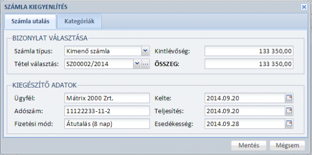 Számla kiegyenlítése - Számlázó