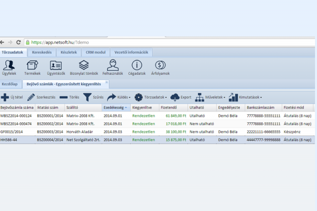 Utalási lista (bejövő számla)