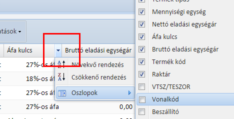 Lista nézet módosítása