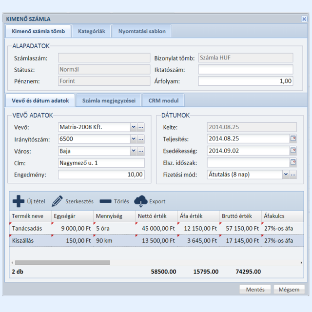Számla kiállítása